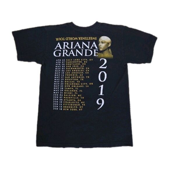 ARIANA GRANDE Sweetener WORLD Concert TOUR 2019 T SHIRT Black MENS SMALL 2 Sided - Picture 2 of 3